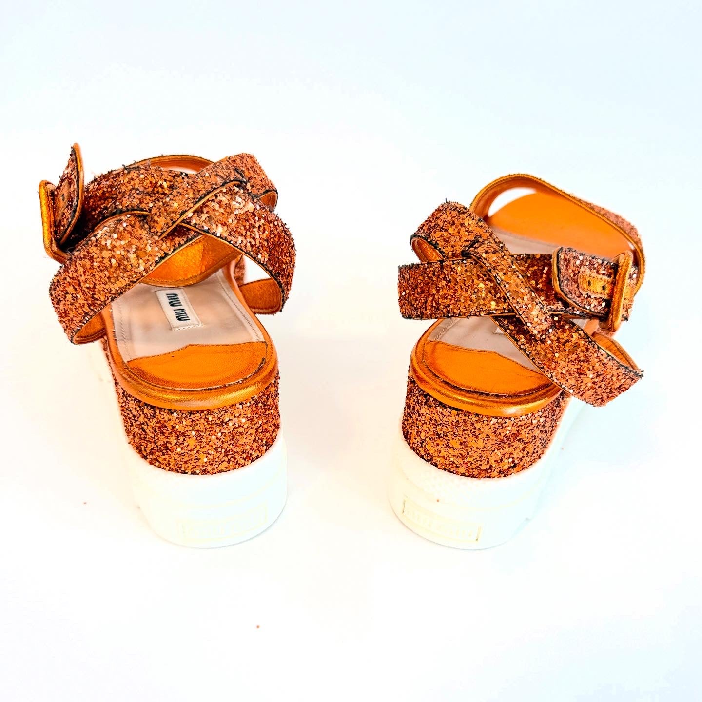 Miu Miu Glitter Sandals Sz 39
