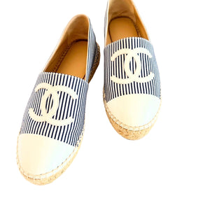 Chanel Striped Espadrilles Sz 37