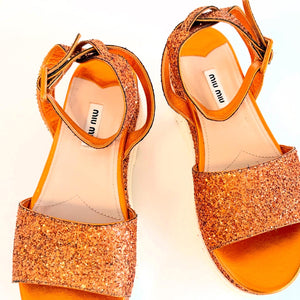 Miu Miu Glitter Sandals Sz 39
