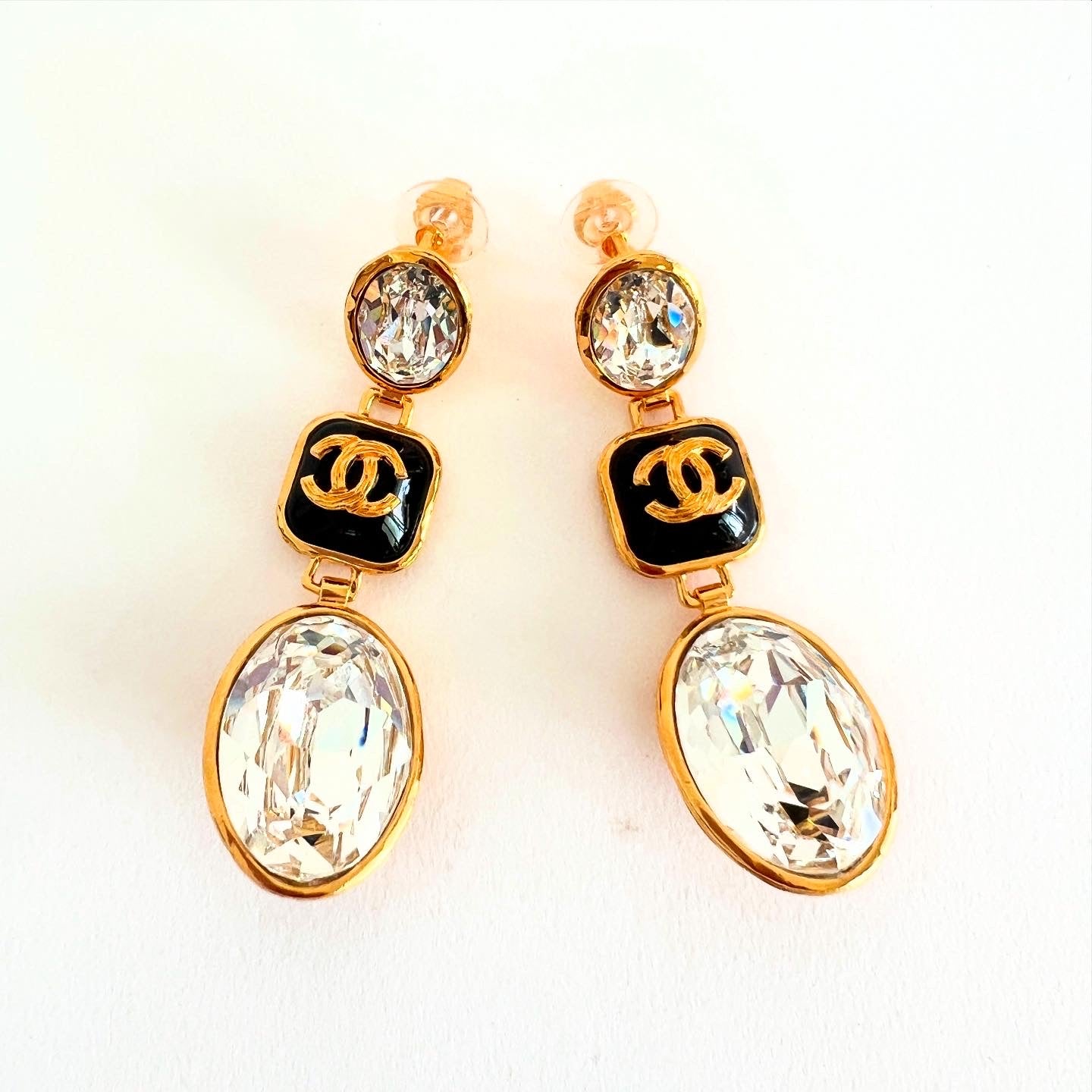 Chanel Crystal Drop Earrings ~ Clip Ons