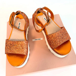 Miu Miu Glitter Sandals Sz 39