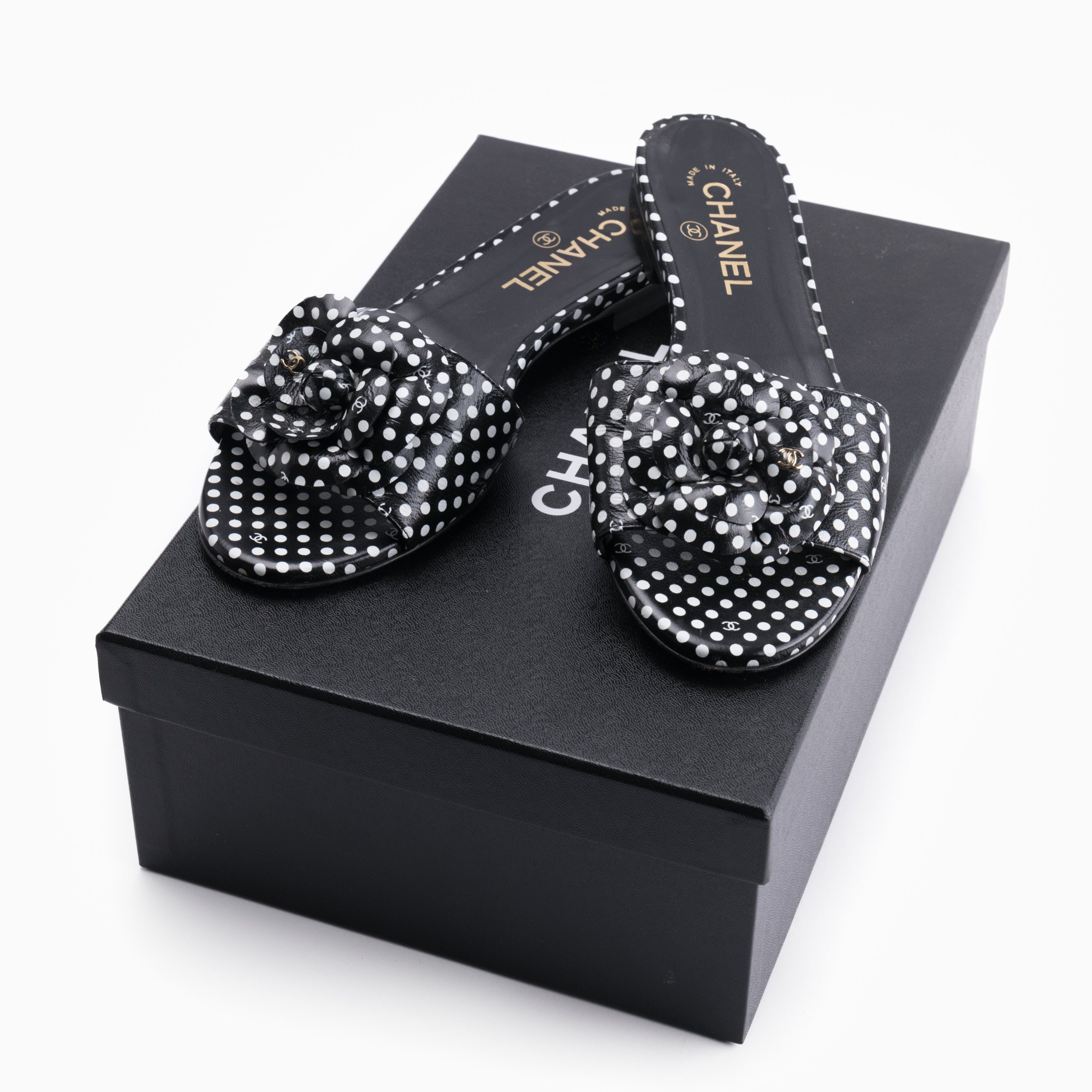 Chanel Spotted Mules Sz 38