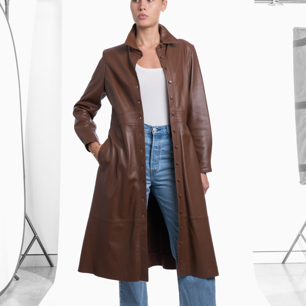 Scanlan Theodore Leather Frock/Coat  Sz 12