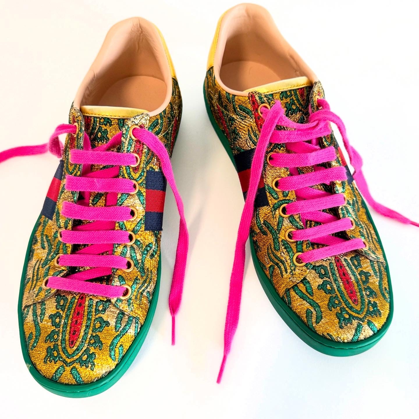 Gucci Gold Brocade Sneakers Sz 38