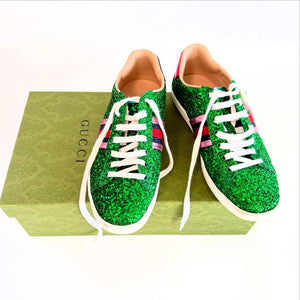 Gucci Green Glitter Sneakers Sz 38