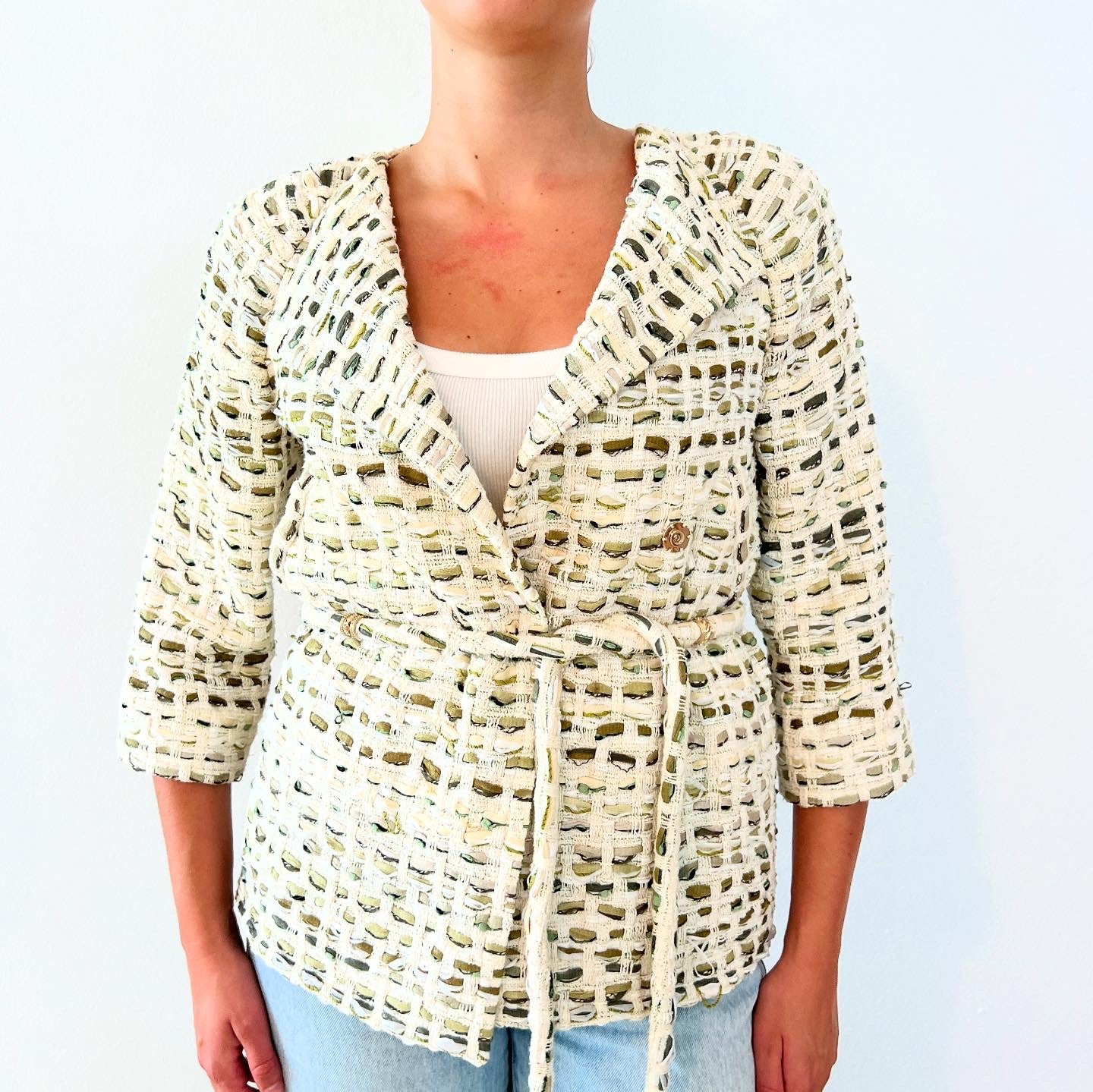 Chanel Cotton Tweed Jacket Sz 36