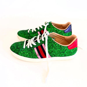 Gucci Green Glitter Sneakers Sz 38