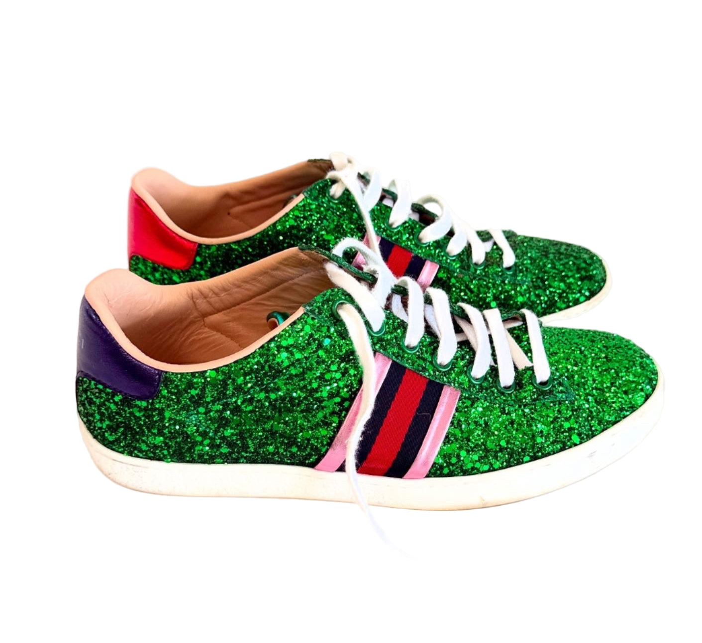 Gucci Green Glitter Sneakers Sz 38