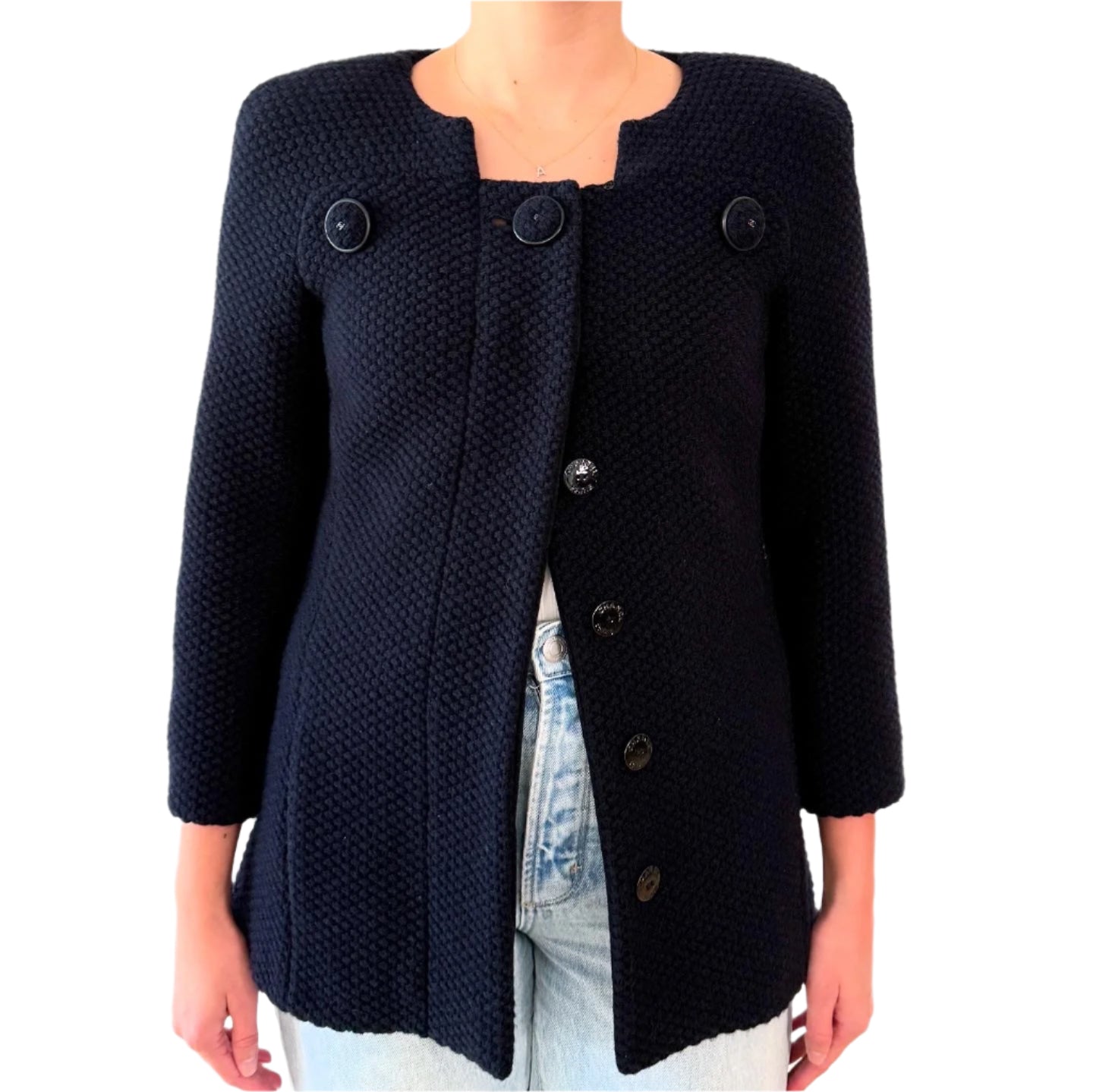 Chanel Navy Wool Jacket Sz 38