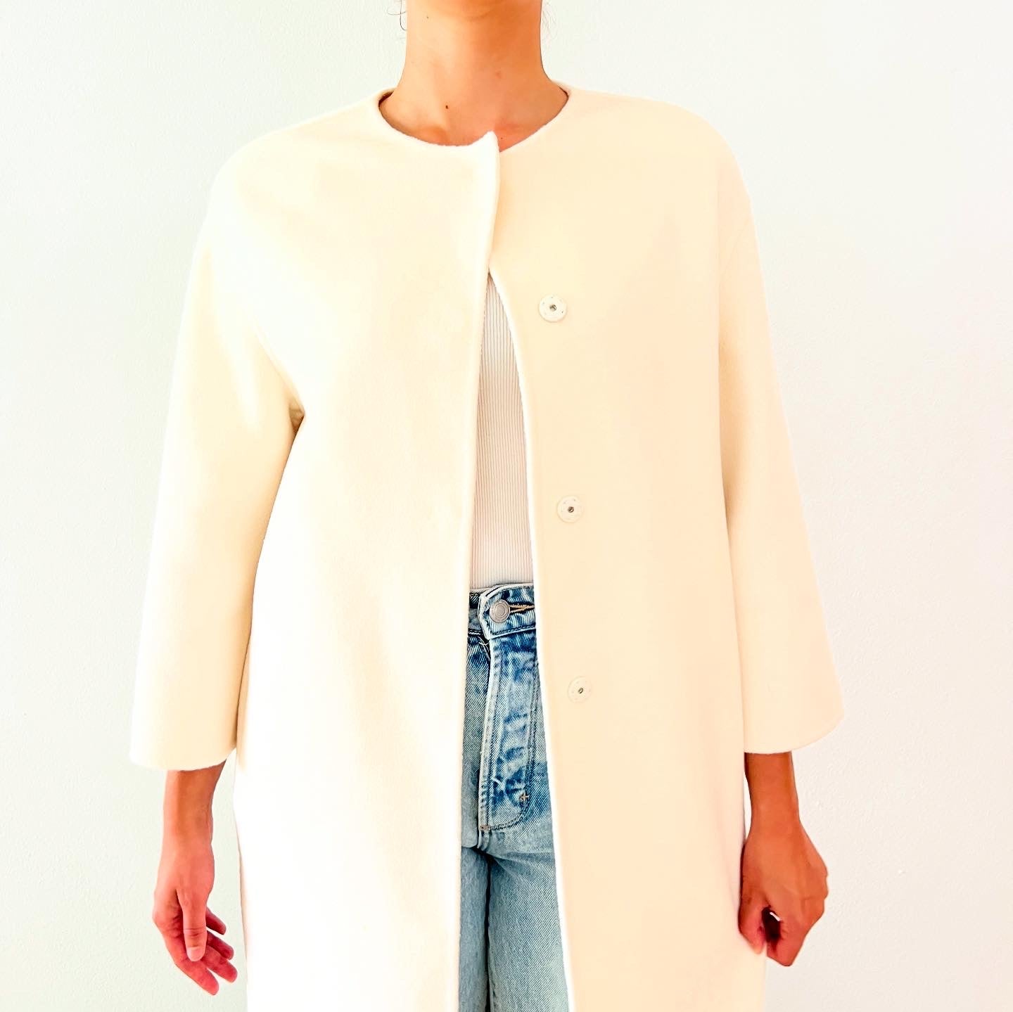 Prada Ivory Wool Coat Sz 38