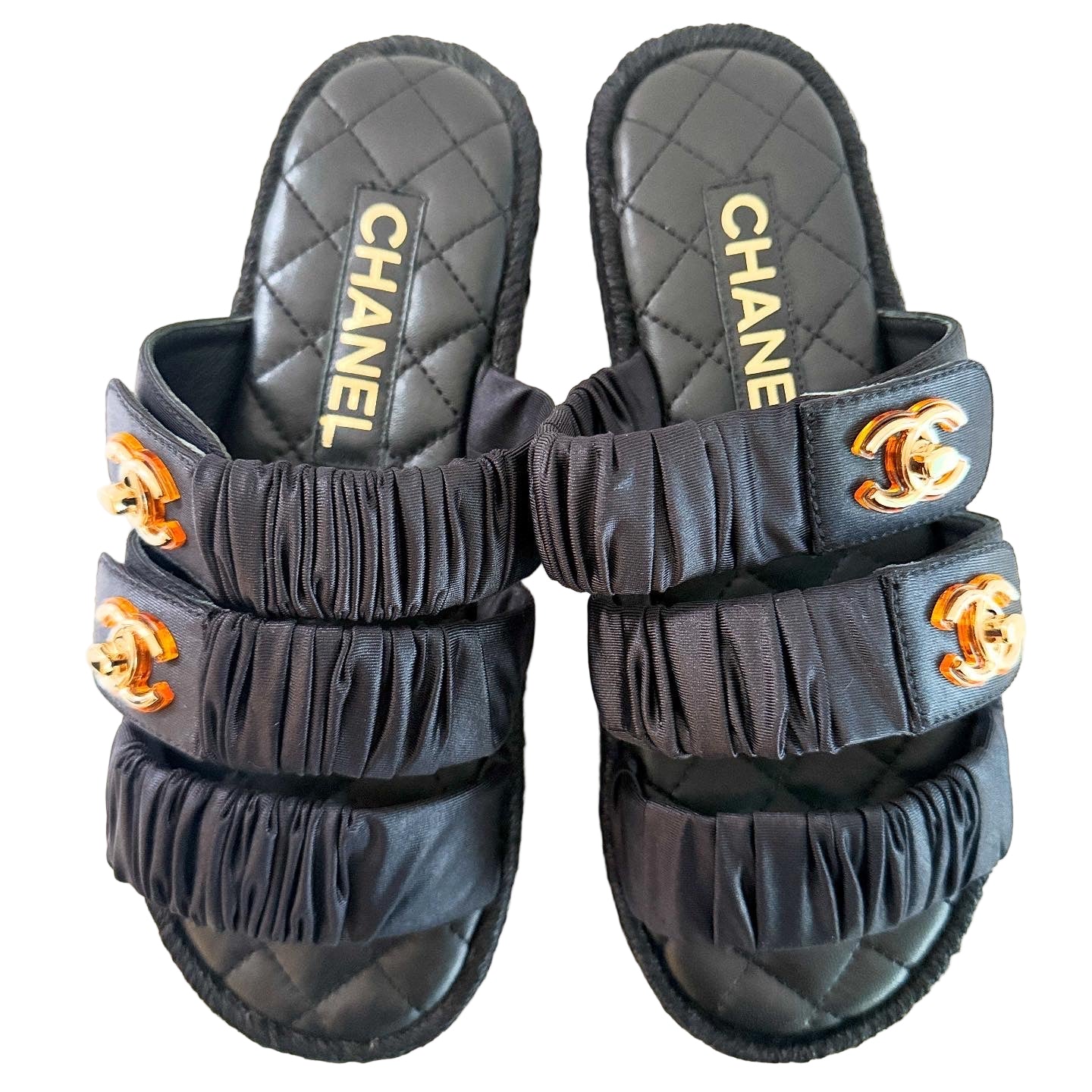 Chanel Black Slides Sz 36