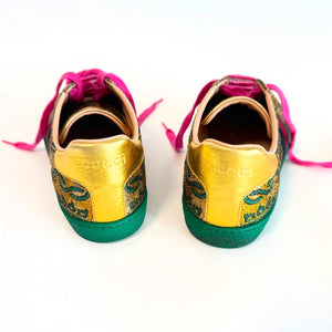 Gucci Gold Brocade Sneakers Sz 38