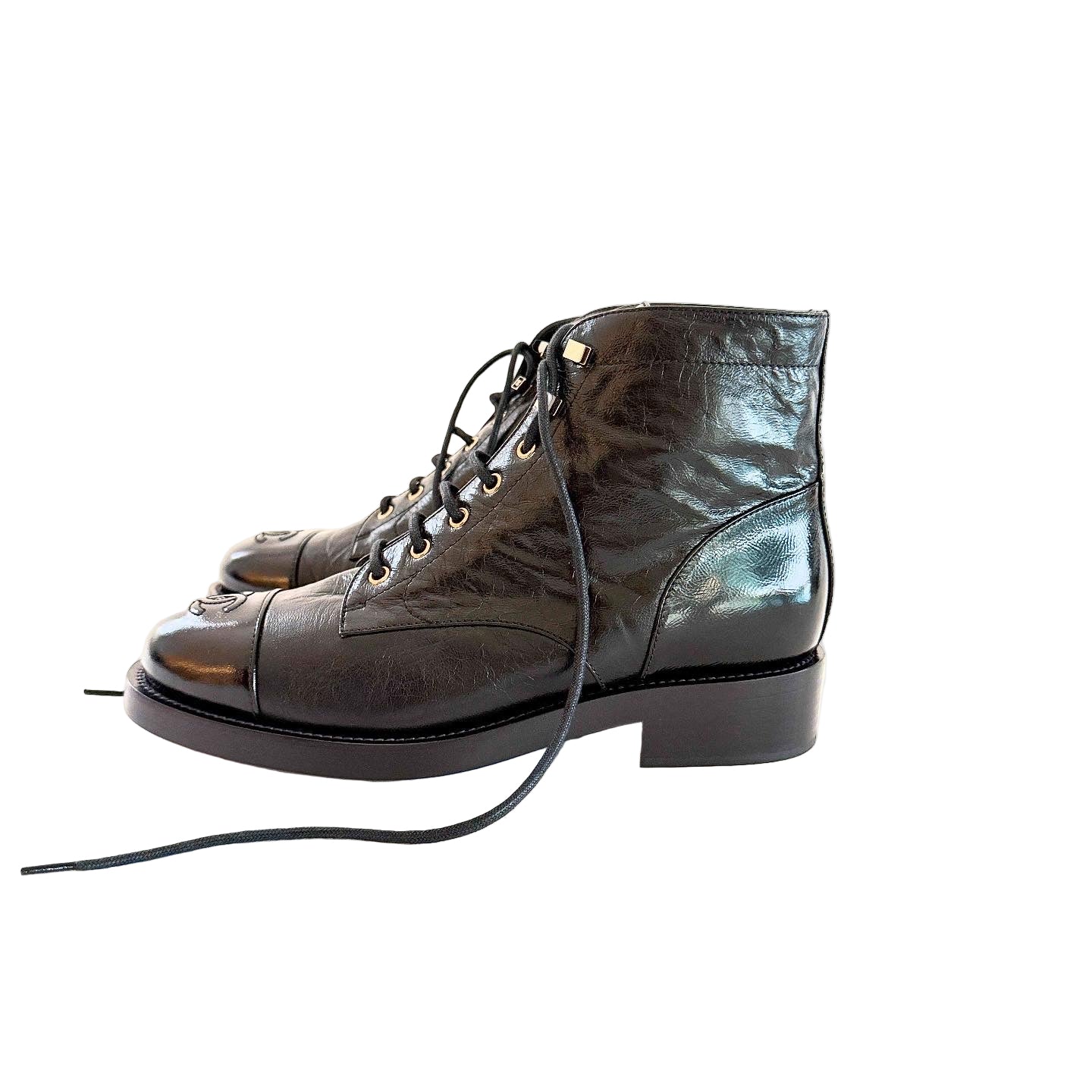 Chanel Black Leather Boots Sz 41