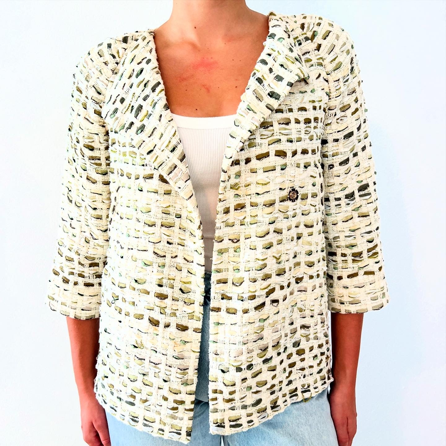 Chanel Cotton Tweed Jacket Sz 36