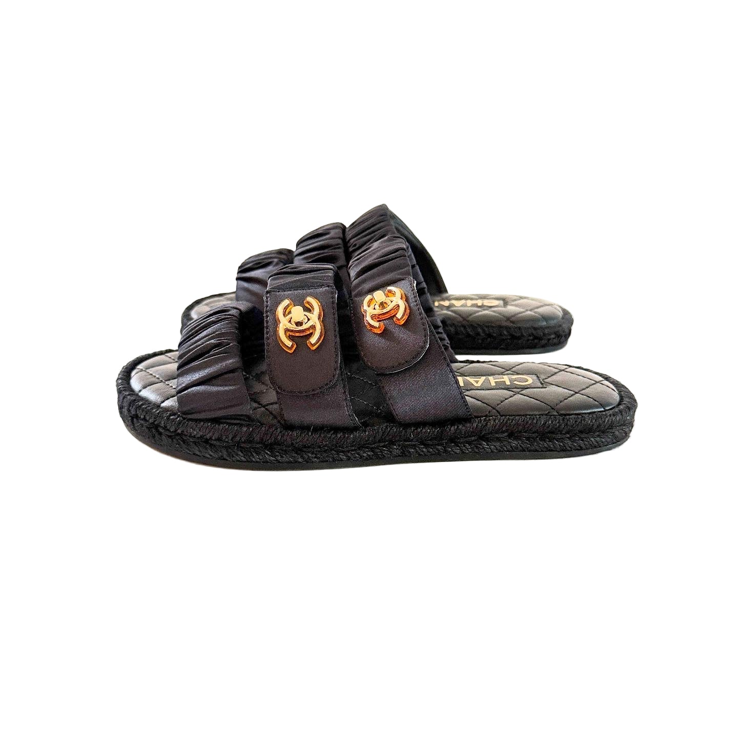 Chanel Black Slides Sz 36