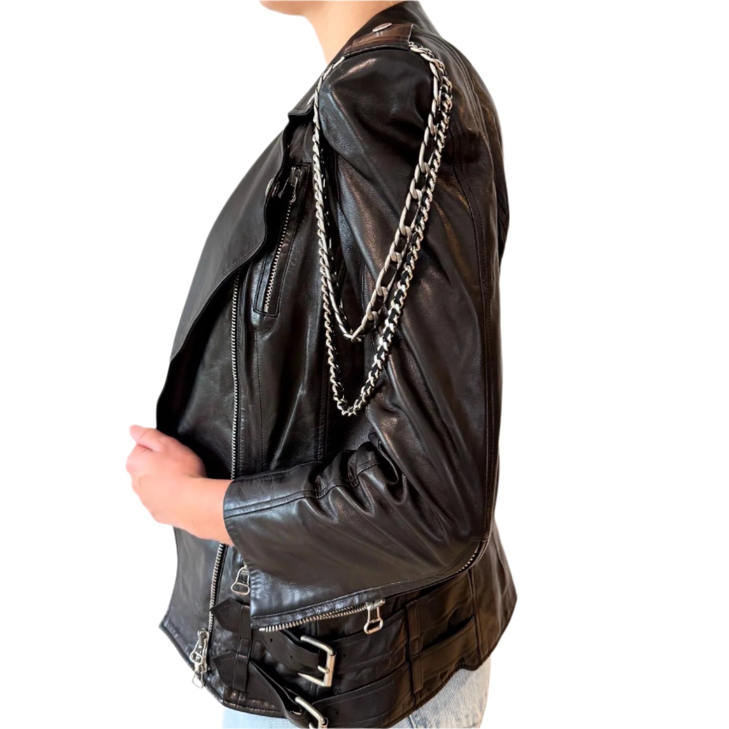 Balmain Leather Jacket Sz 44
