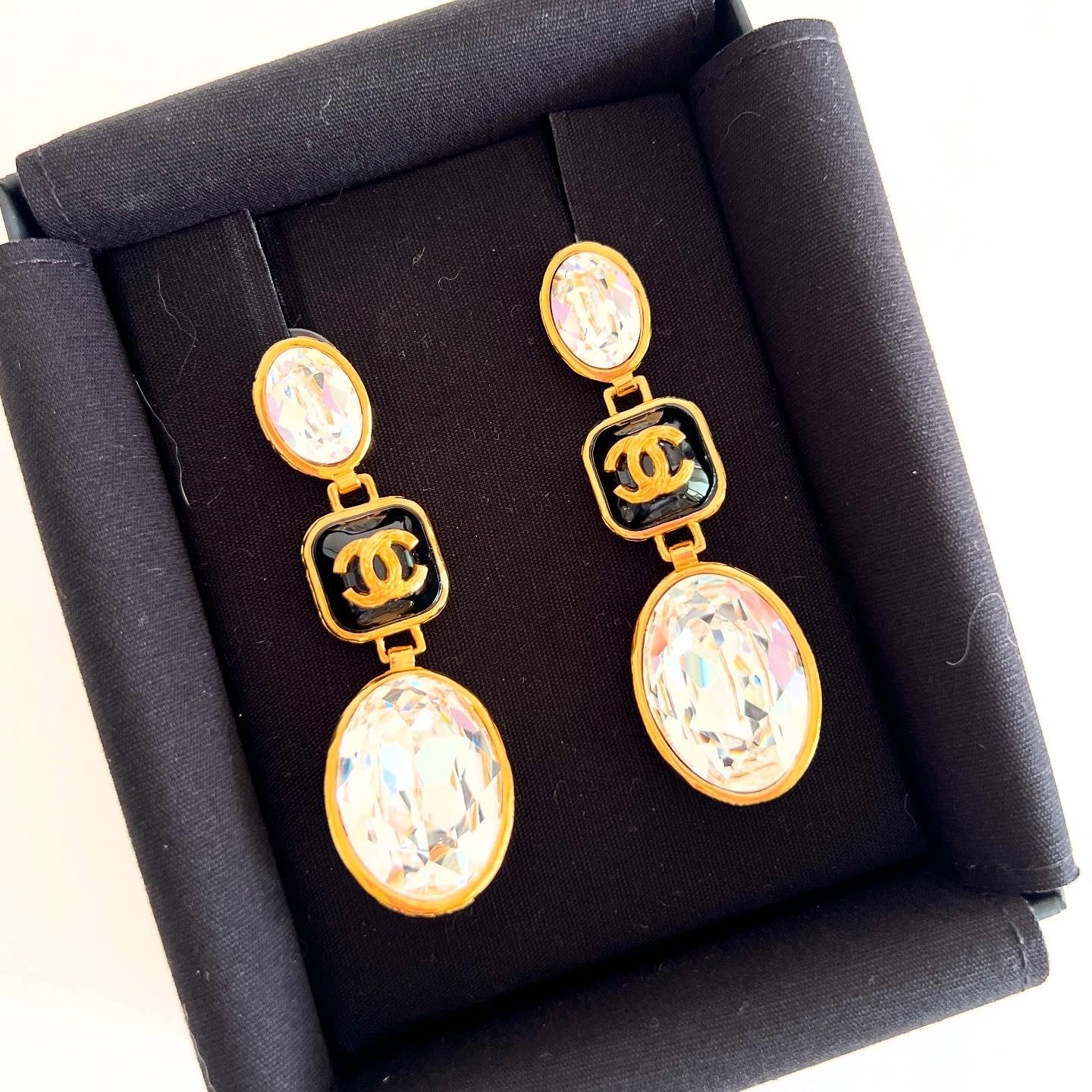 Chanel Crystal Drop Earrings ~ Pierced