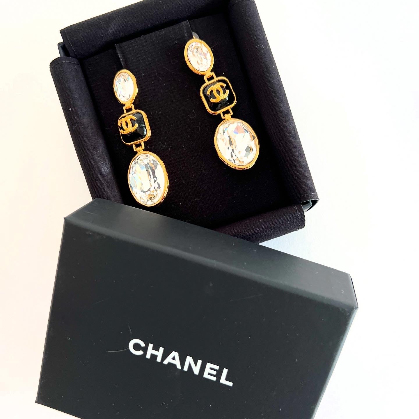 Chanel Crystal Drop Earrings ~ Clip Ons