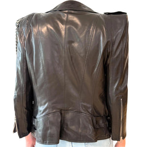 Balmain Leather Jacket Sz 44