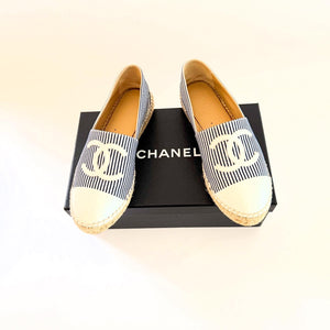 Chanel Striped Espadrilles Sz 37