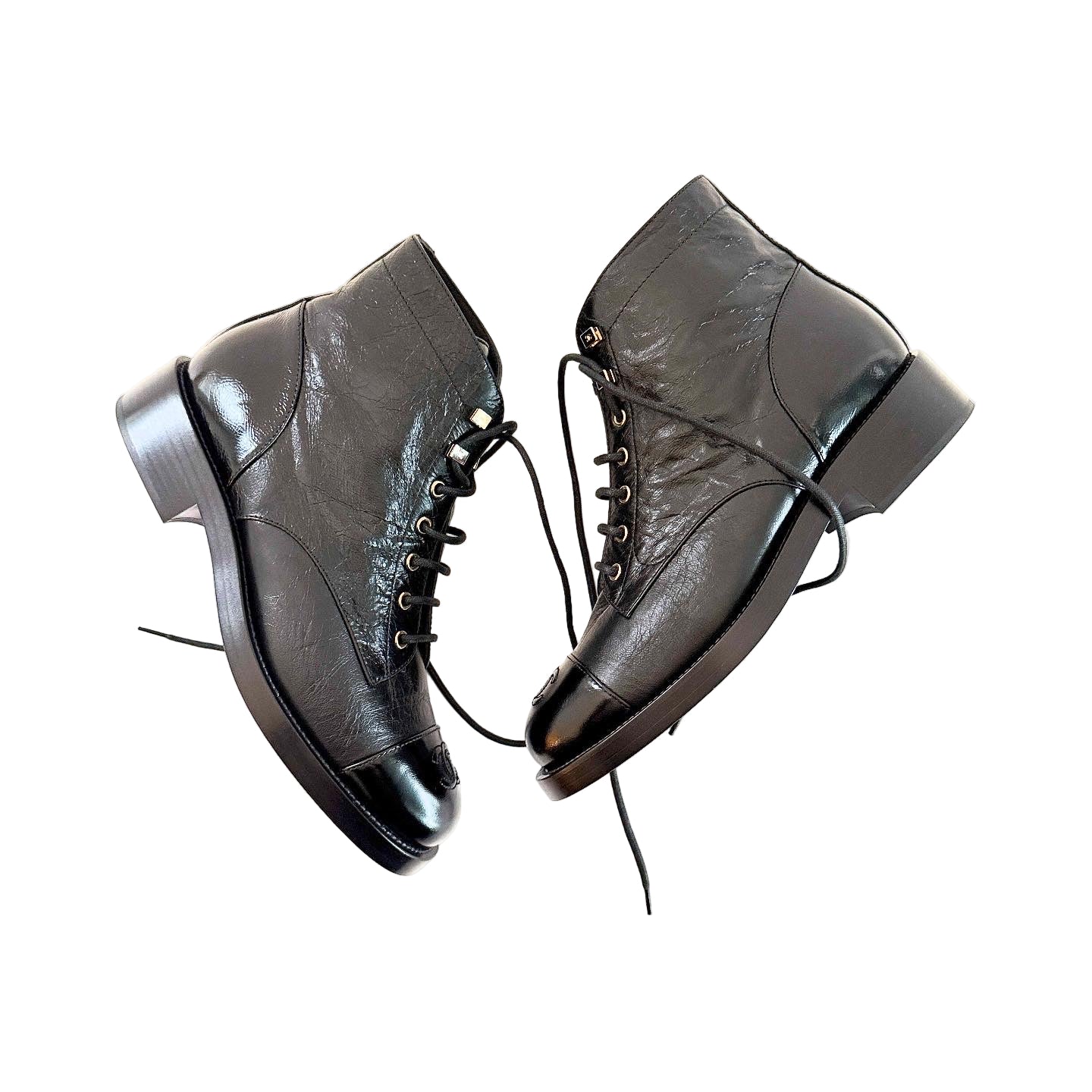 Chanel Black Leather Boots Sz 41