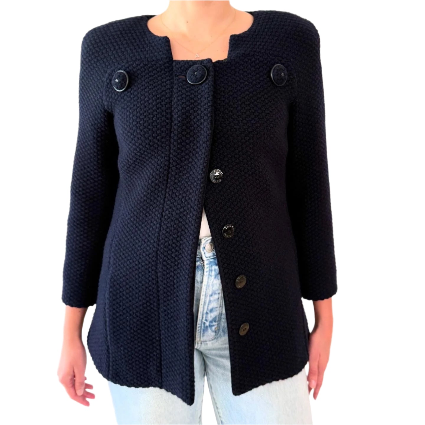 Chanel Navy Wool Jacket Sz 38