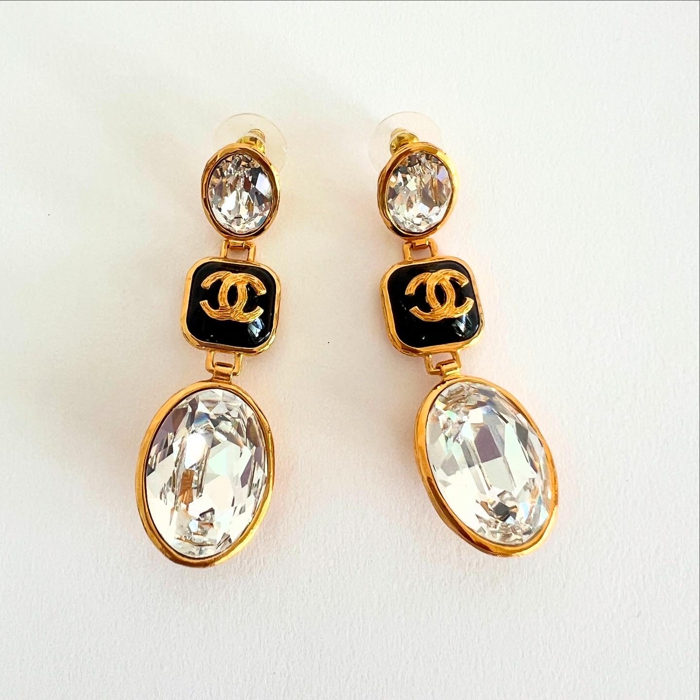 Chanel Crystal Drop Earrings ~ Pierced