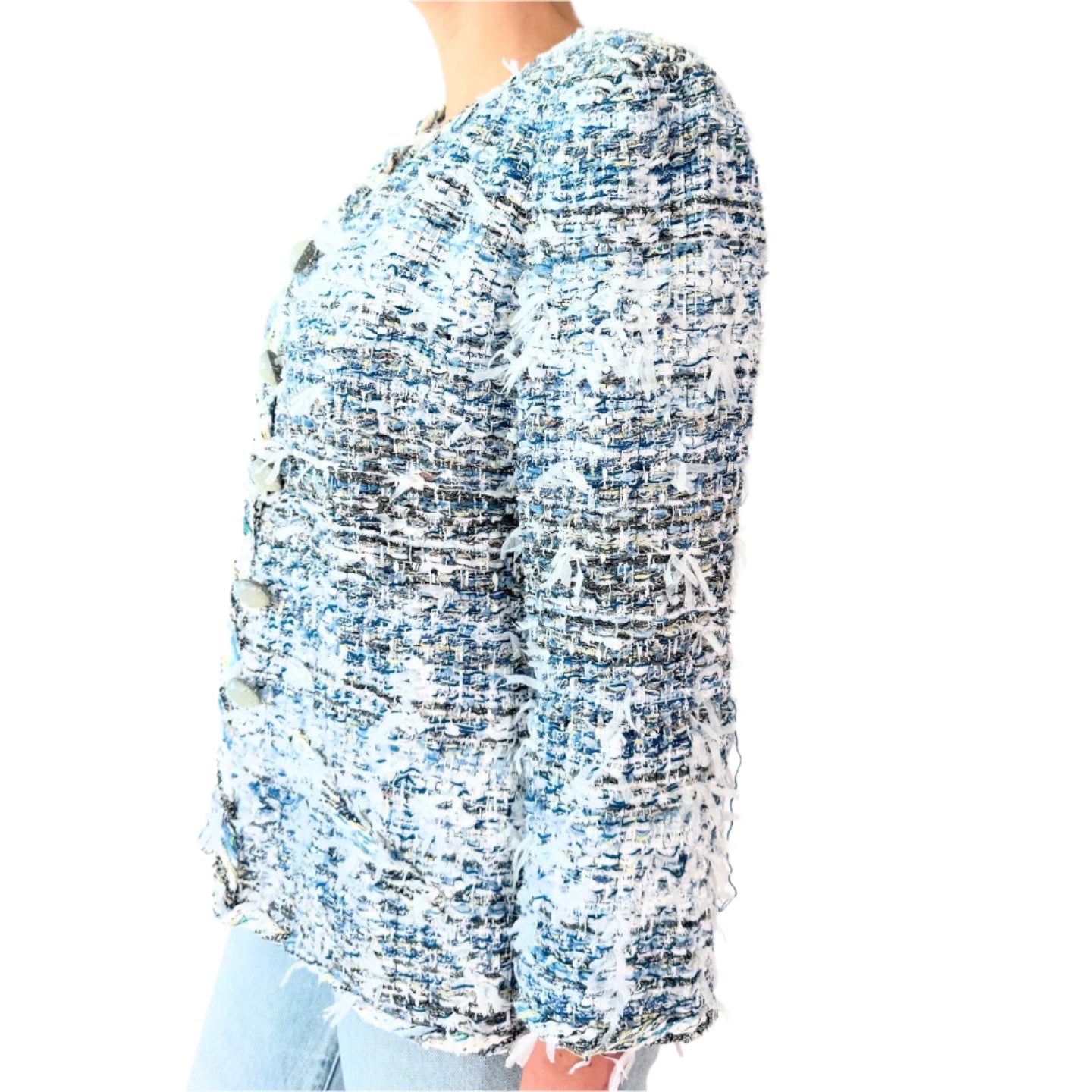Chanel Cotton Tweed Jacket Sz 40