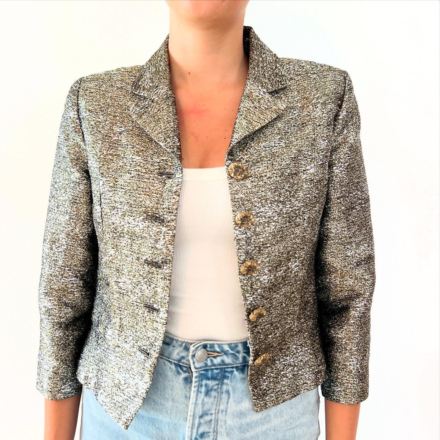 Chanel Metallic Jacket Sz 38