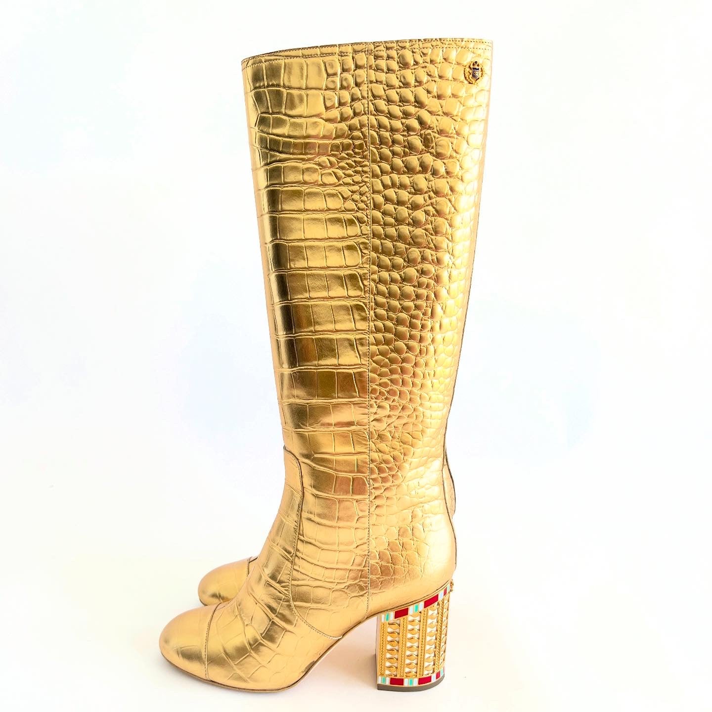 Chanel Gold Boots Sz 39