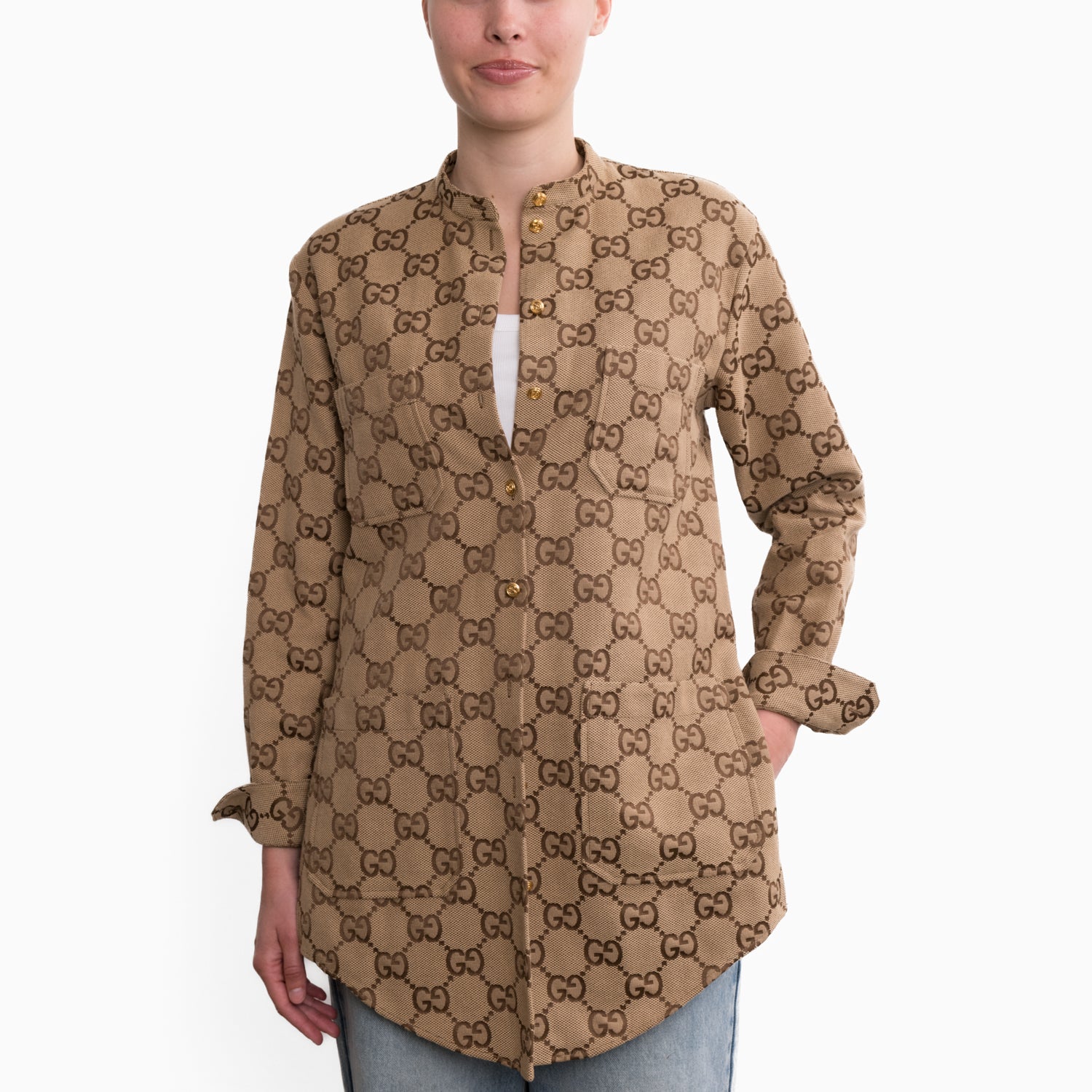 Gucci Maxi GG Canvas Shirt Sz 38