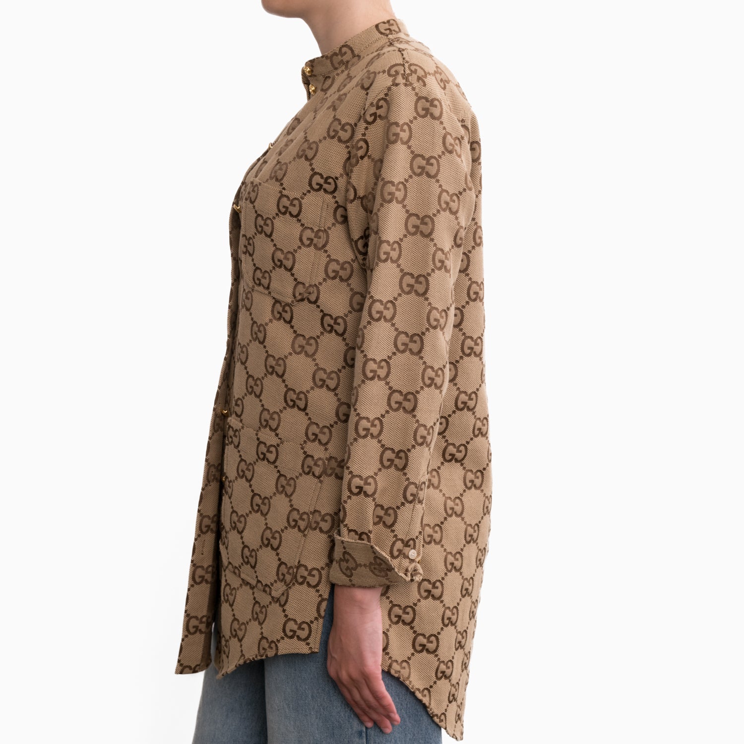 Gucci Maxi GG Canvas Shirt Sz 38