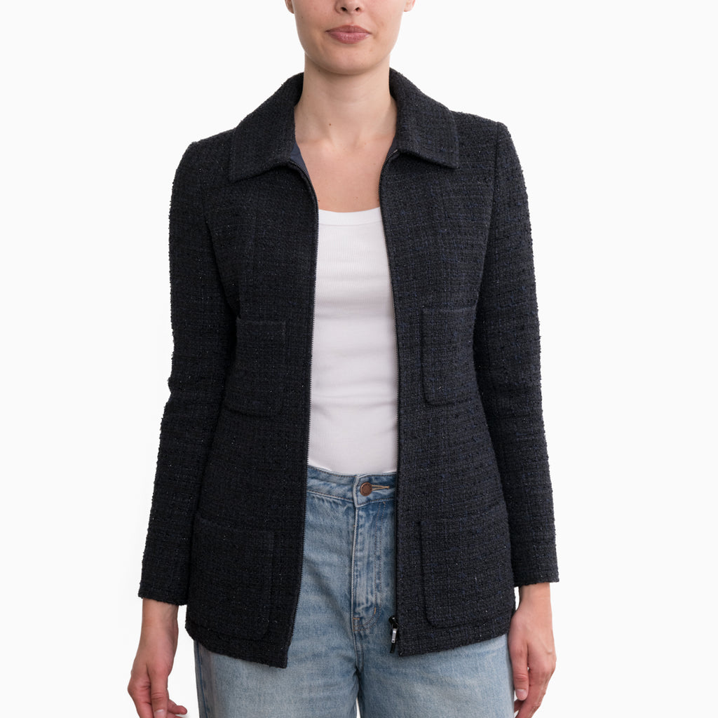 Chanel Black Tweed Jacket Sz 40