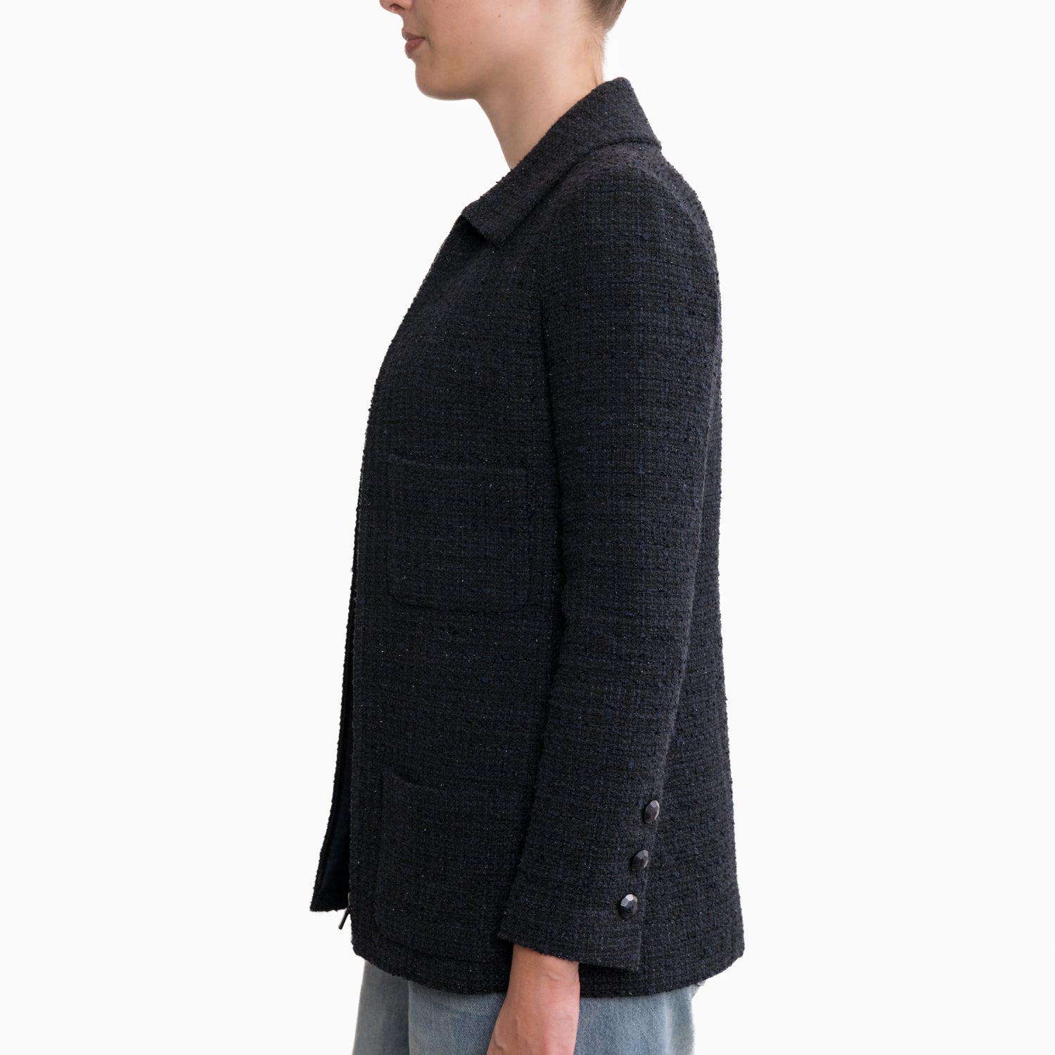 Chanel Black Tweed Jacket Sz 40