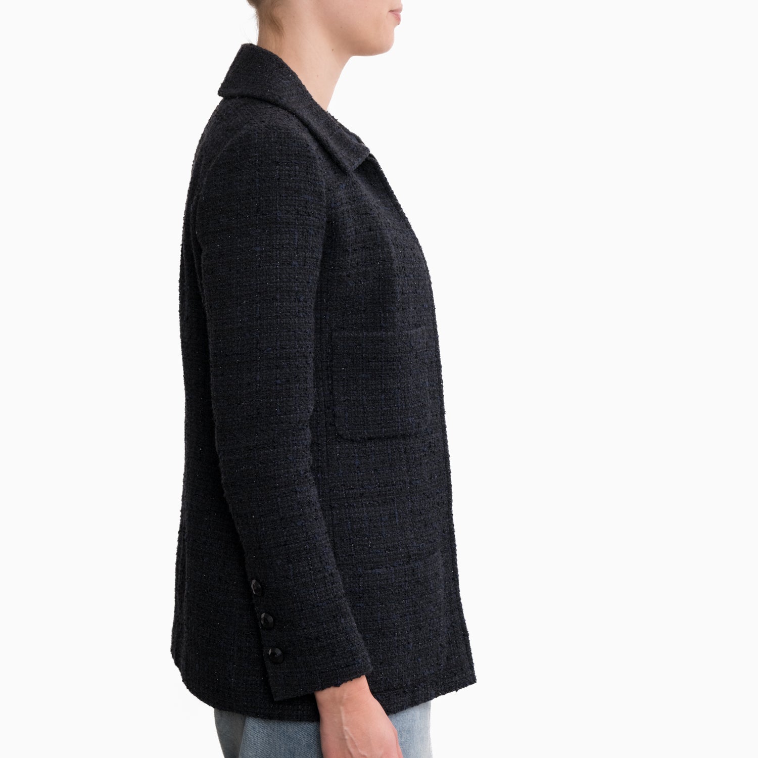 Chanel Black Tweed Jacket Sz 40