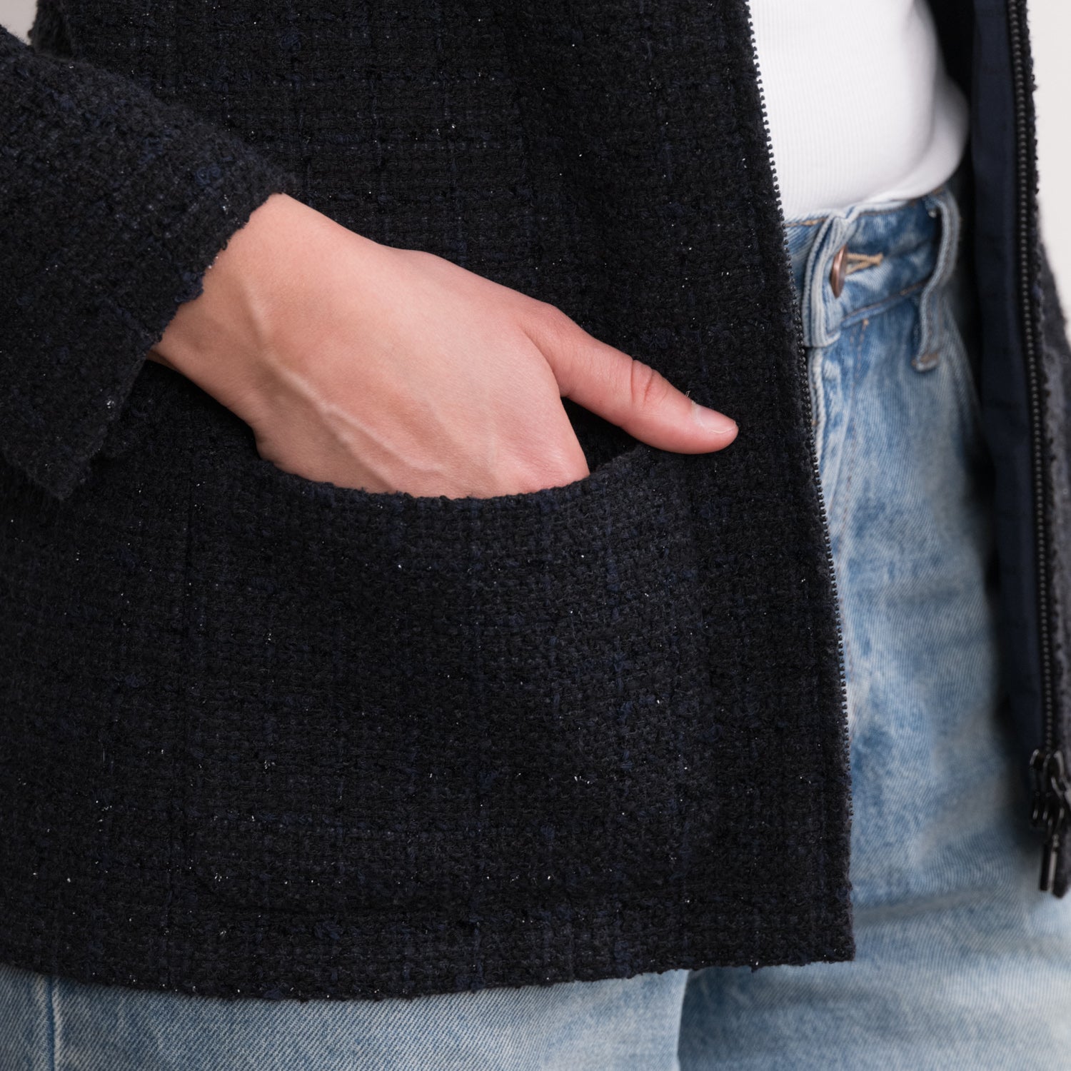 Chanel Black Tweed Jacket Sz 40