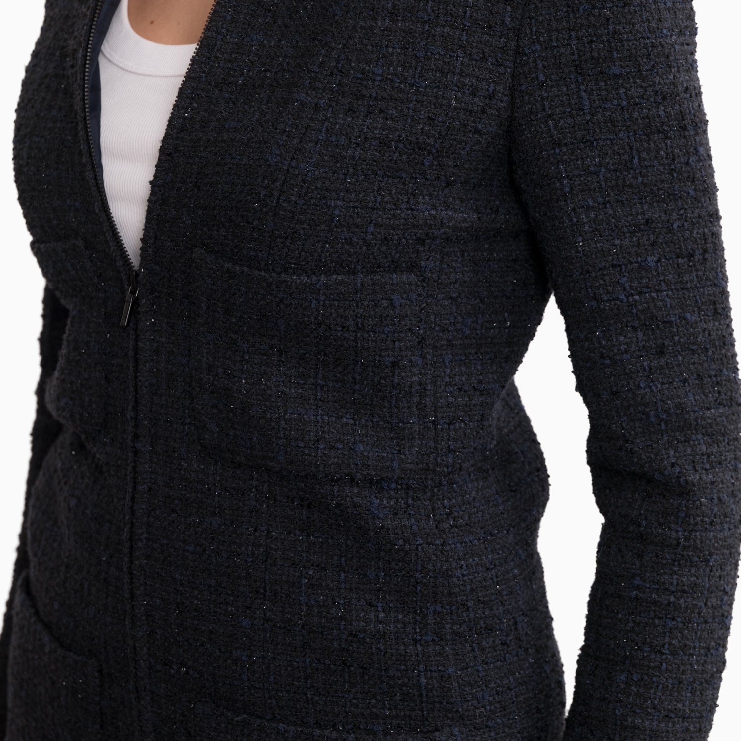 Chanel Black Tweed Jacket Sz 40